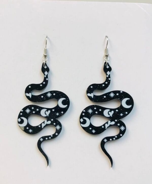 Whims goth Luna Snake Earrings