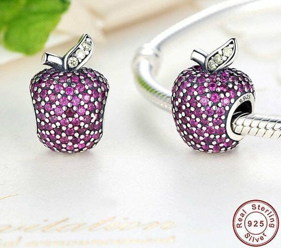 925_Sterling_Silver_Swarovski_Crystal_Apple_Charm Swarovski Crystal Apple Pandora style Charm
