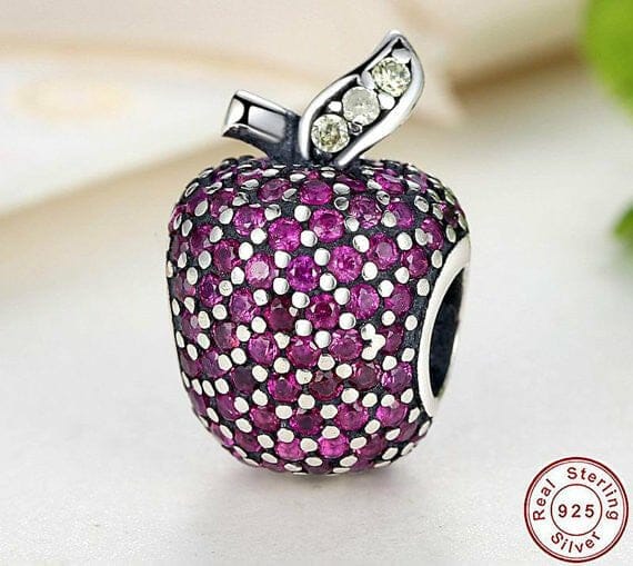 925_Sterling_Silver_Swarovski_Crystal_Apple_Charm_2 Swarovski Crystal Apple Pandora style Charm