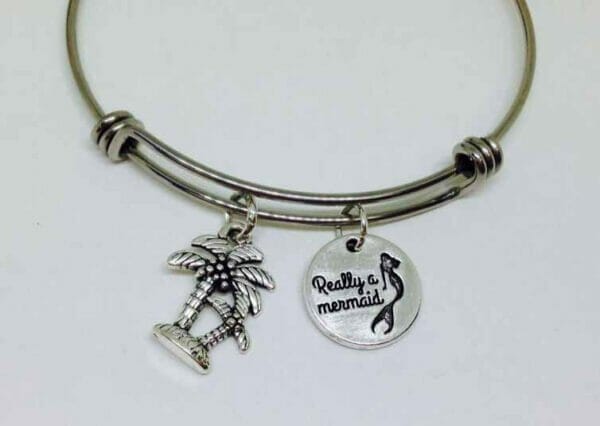 Bangle_With_Palmtree_Mermaid mermaid bracelet ocean beach palm tree