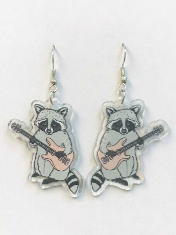 Banjo_racoon_earrings Banjo Racoon Earrings, Guitar Racoon Earring