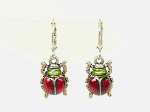 Beetleearrings RED Beetle Earrings Insect