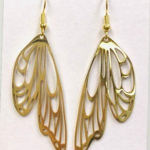 Butterfly_wing_earring Gold Butterfly Wing Moon Phase Earrings, Dragonfly Wing Fantasy Earrings