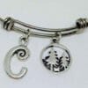 Christmas_Tree_W_Big_Initial_2 Pine Tree Personalized Stainless Steel Bangle