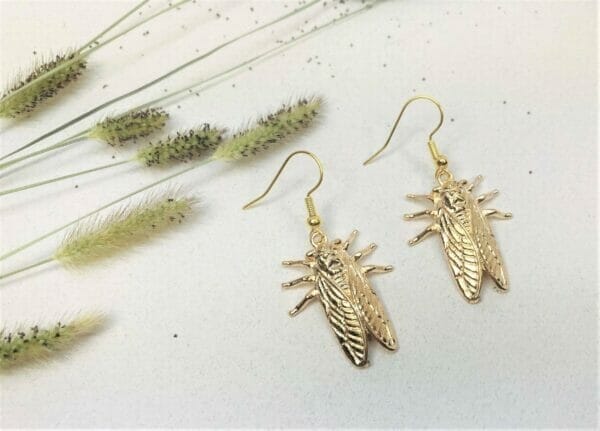 CicadaEarrings Gold Bug Novelty Earrings, Cicada Jewelry