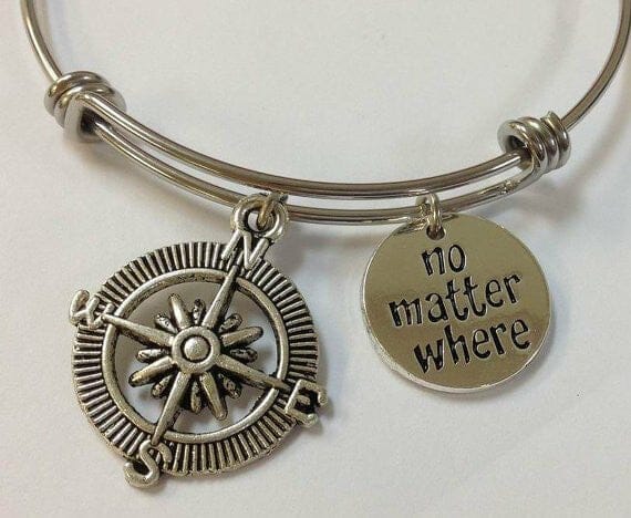 Compass_W_No_Matter_Where_Bangle No Matter Where Bangle Bracelet Compass Graduation Grads