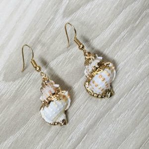 CowrieSeaShellJewelry_ShellEarrings Frog Shell Earrings, Shell Jewelry