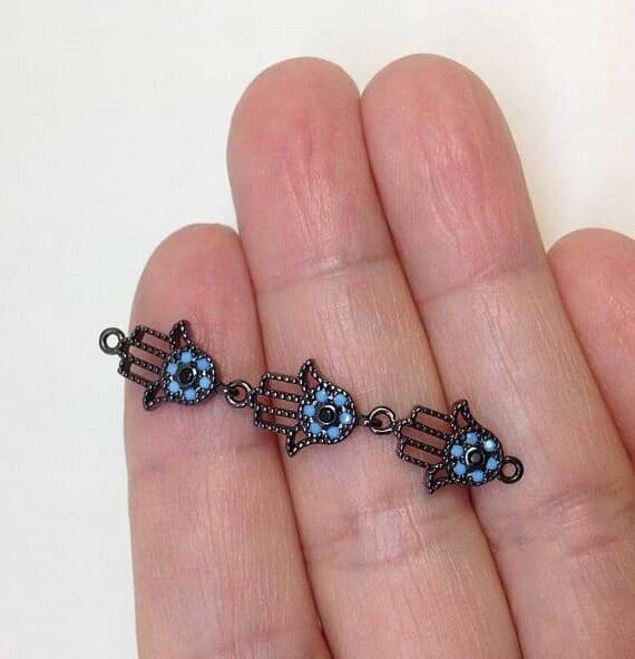 Cubi_Zicornia_Hamsa_Connector_Links Micro Pave Zicornia Hamsa