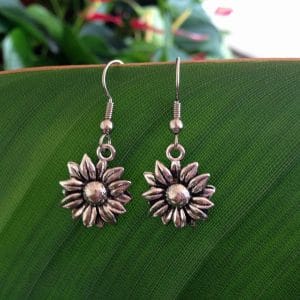 DaisyDangleSilverEarrings Daisy Sunflower Charm Earrings, Flower Girl gifts