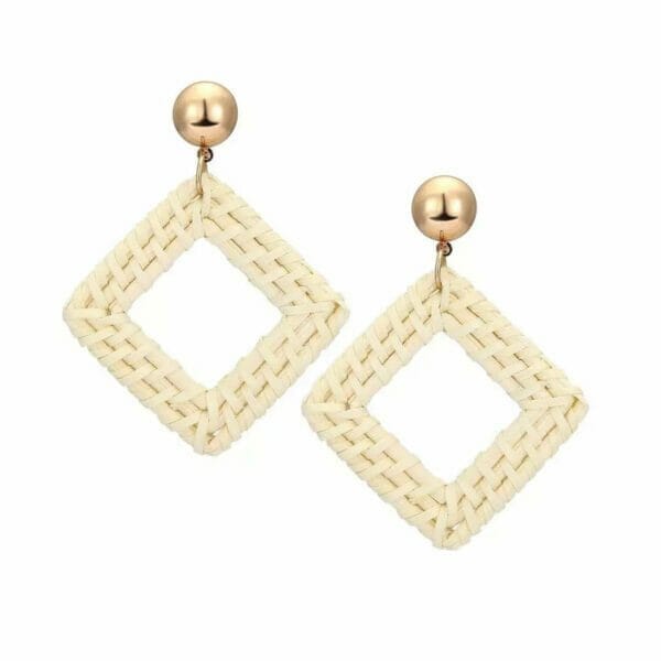 Diamond loop Weave Wicker Earrings