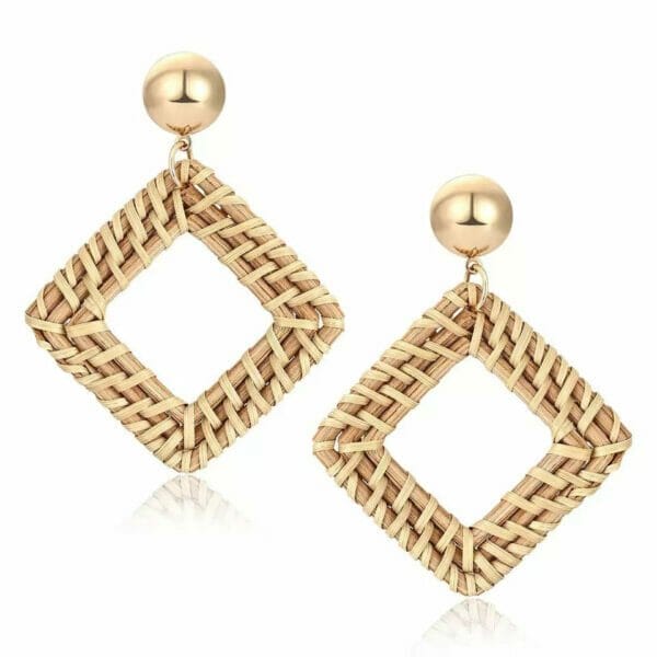 Diamond loop Weave Wicker Earrings