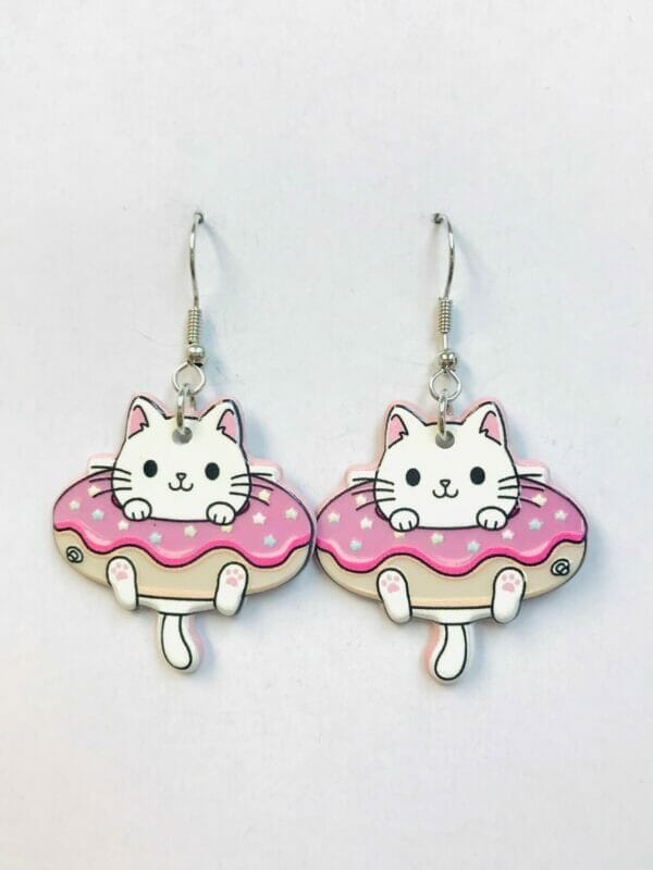 Donuts_cat_earrings Donut Cat Earrings, Acrylic Cat Earrings, Cute Cat Earring