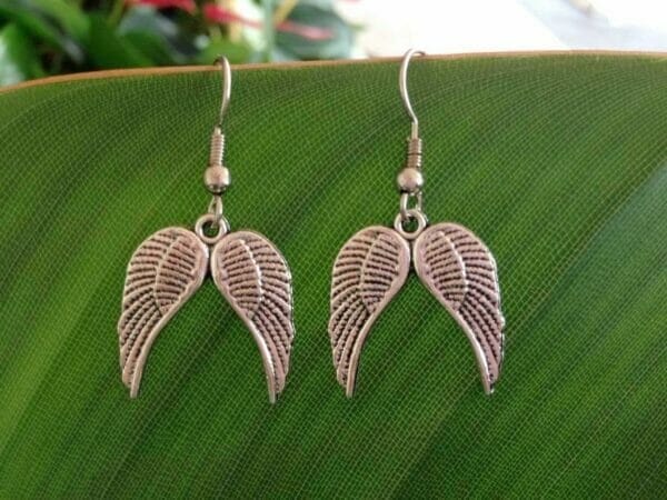 Double_Angel_Earrings Double Angel Wing charm Earrings