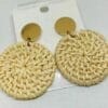 Double_Disc_rattan_weave_drop_earring Geometric Woven Wicker Hoop Earrings