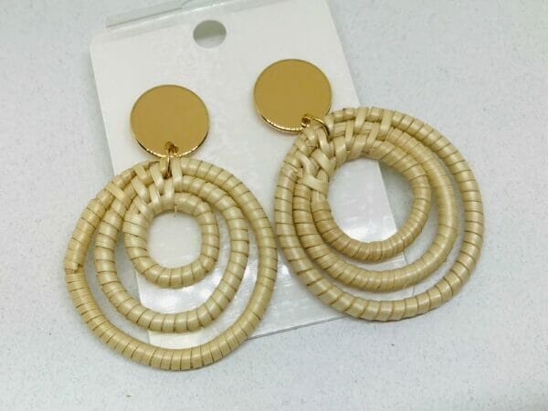 Double_loop_Weave_Woven_earrings Rattan Triple loop Weave Wicker Earrings
