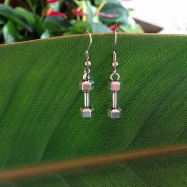 Dumbbell_Earrings Dumbbell Earrings, Weight Lifting Earring