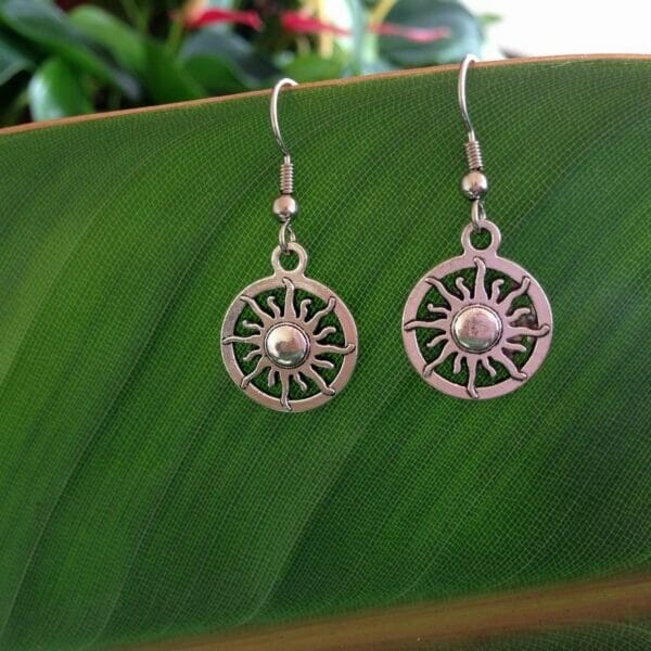 Earring_Round_Sun_Symbol Round Sun Symbol Earrings