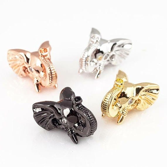 cz micro pave elephant beads