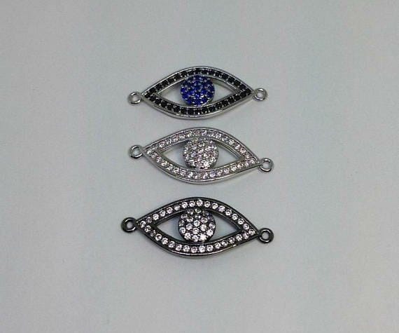 Micro Pave CZ Evil Eye Connector