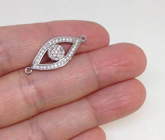 Micro Pave CZ Evil Eye Connector