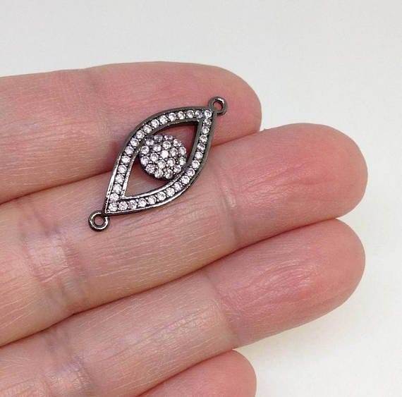 Micro Pave CZ Evil Eye Connector