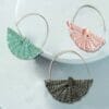 Fan Shape Woven Wicker Hoop Earrings