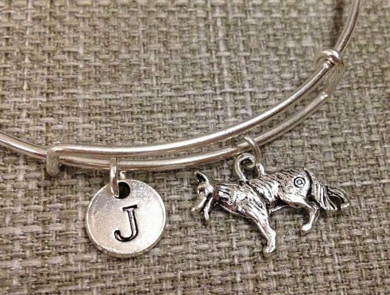 German_Shepard_Expandable_bangle German Shepherd Personalized Initial Bangle
