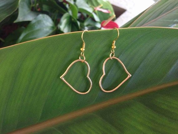 Gold_Heart_Wire_Earrings heart wire valentine earrings