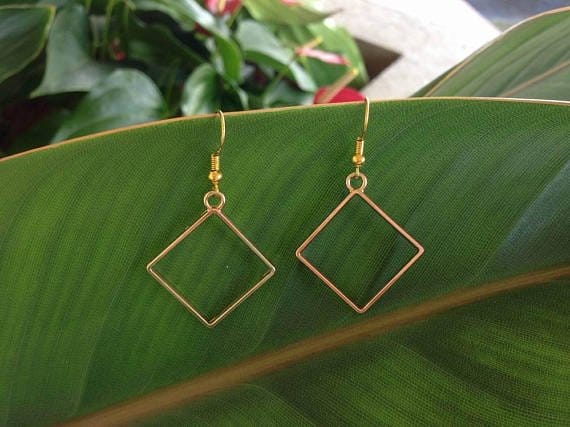Gold_Square_Wire_Earrings Geometric statement earring