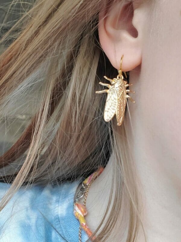 Goldbugearrings Gold Bug Novelty Earrings, Cicada Jewelry