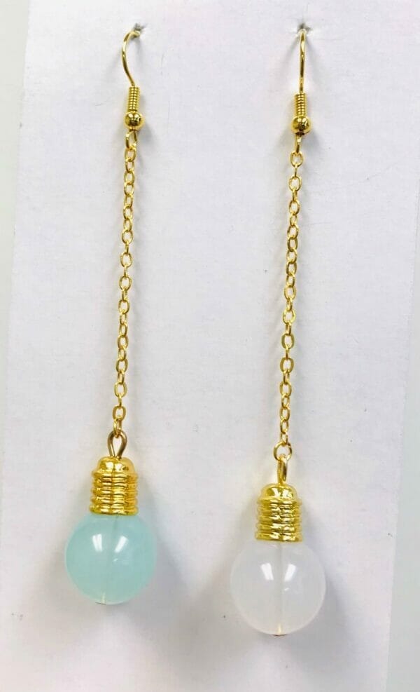 Goldlongdanglelightbulbearrings mismatch light bulb long dangle earrings
