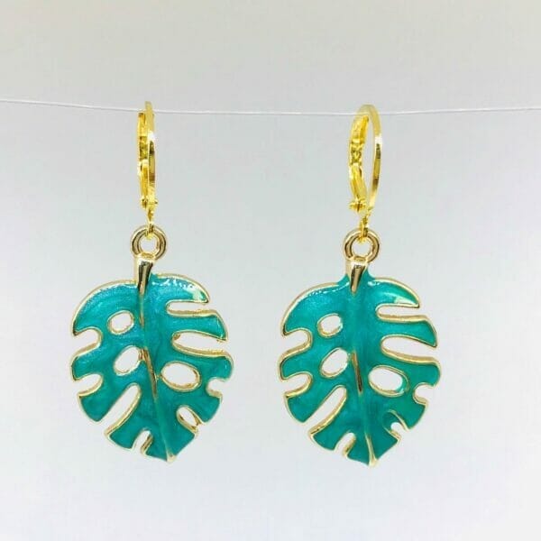 Greenmonsteraleafearrings Monstera Leaf Earrings