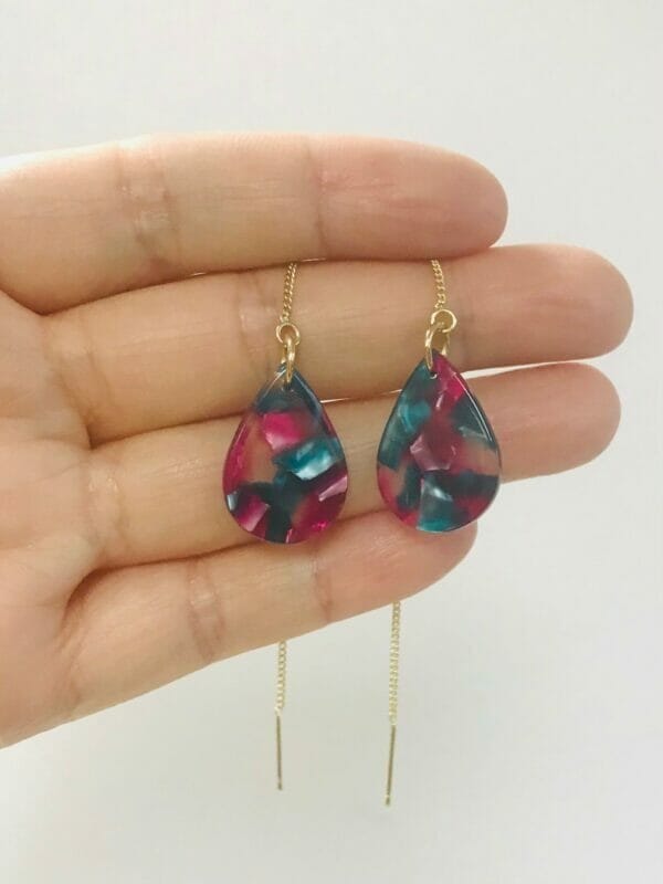 Wholesale Acrylic Teardrop Threader Earrings