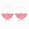 Fan Shape Woven Wicker Hoop Earrings