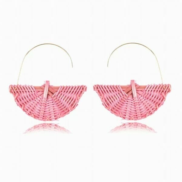 Fan Shape Woven Wicker Hoop Earrings