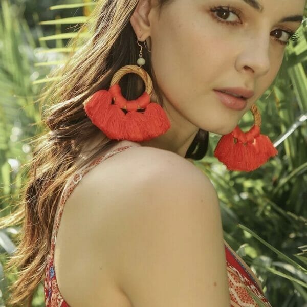 Rattan Chandelier Tassel Earrings