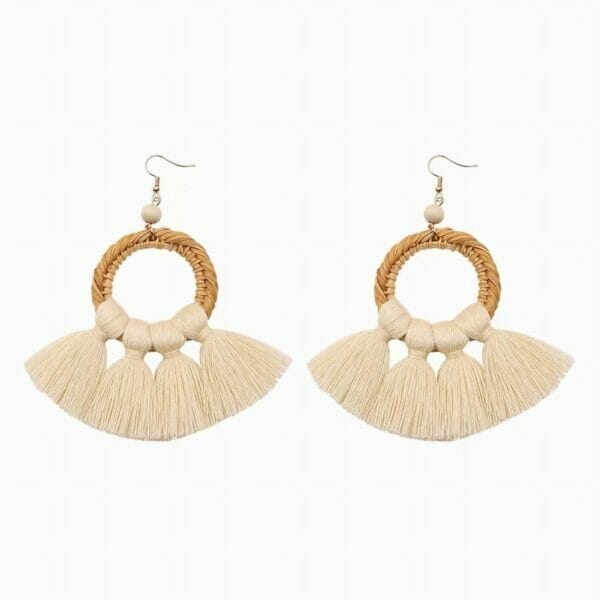 Rattan Chandelier Tassel Earrings