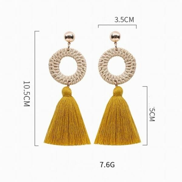 Rattan Chandelier Tassel Seashell Earrings