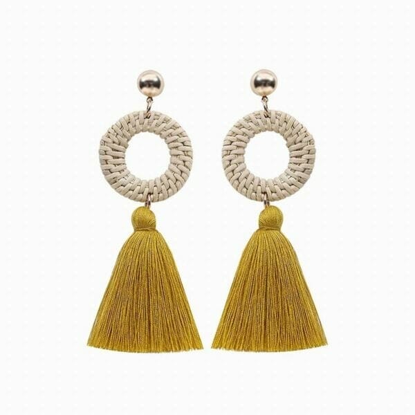 IMG_1328 Rattan Chandelier Tassel Seashell Earrings