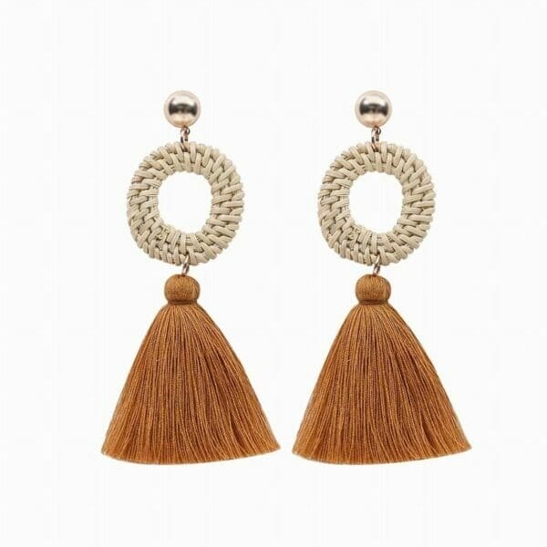 IMG_1331 Rattan Chandelier Tassel Seashell Earrings