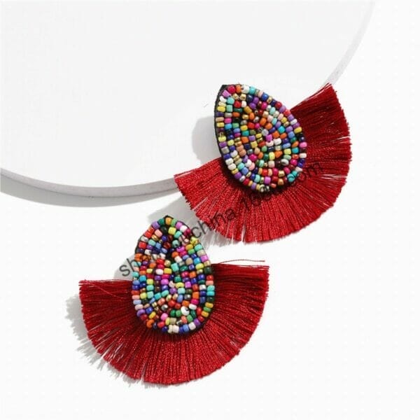 IMG_1513 Woven Beaded Chandelier Earrings