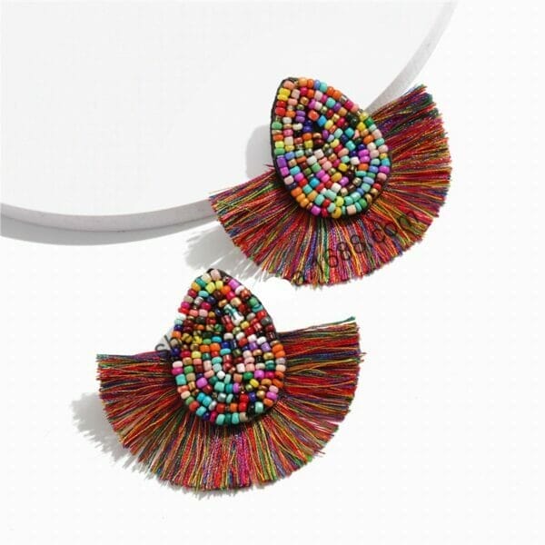 IMG_1515 Woven Beaded Chandelier Earrings