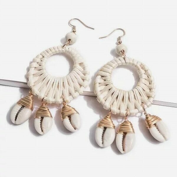 IMG_1545 Rattan Chandelier Tassel Seashell Earrings