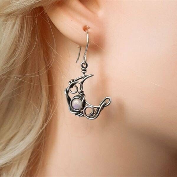 IMG_3011 Silver Sun And Moon Stone Earrings