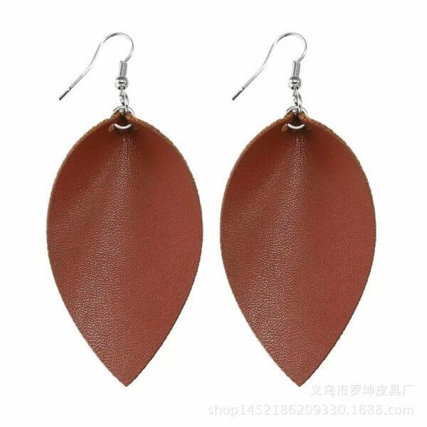 IMG_3777 Leather Dangle Leaf Earrings