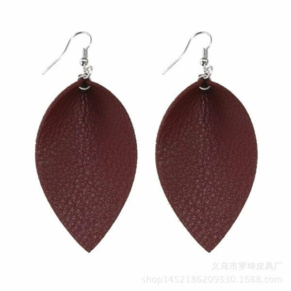 IMG_3781 Leather Dangle Leaf Earrings
