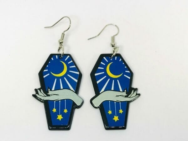 IMG_4254 Sun and Moon Coffin Acrylic Earrings Halloween
