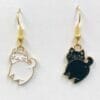 Black and White Cat Butt Earrings