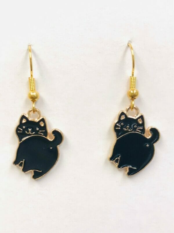 Black and White Cat Butt Earrings