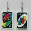 Uno Game +4 Wild Mini Card Game Earrings